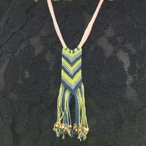Handmade Chevron Yarn Tassle Necklace
